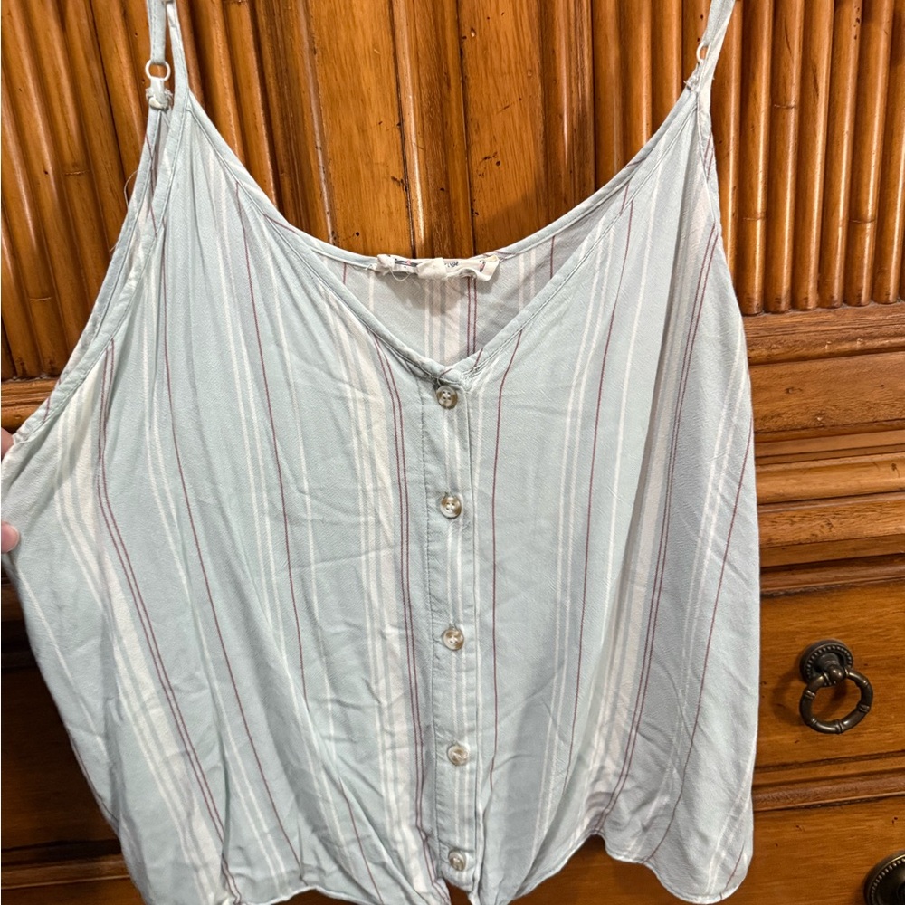 Hippie Rose Light Blue Striped Button Cami